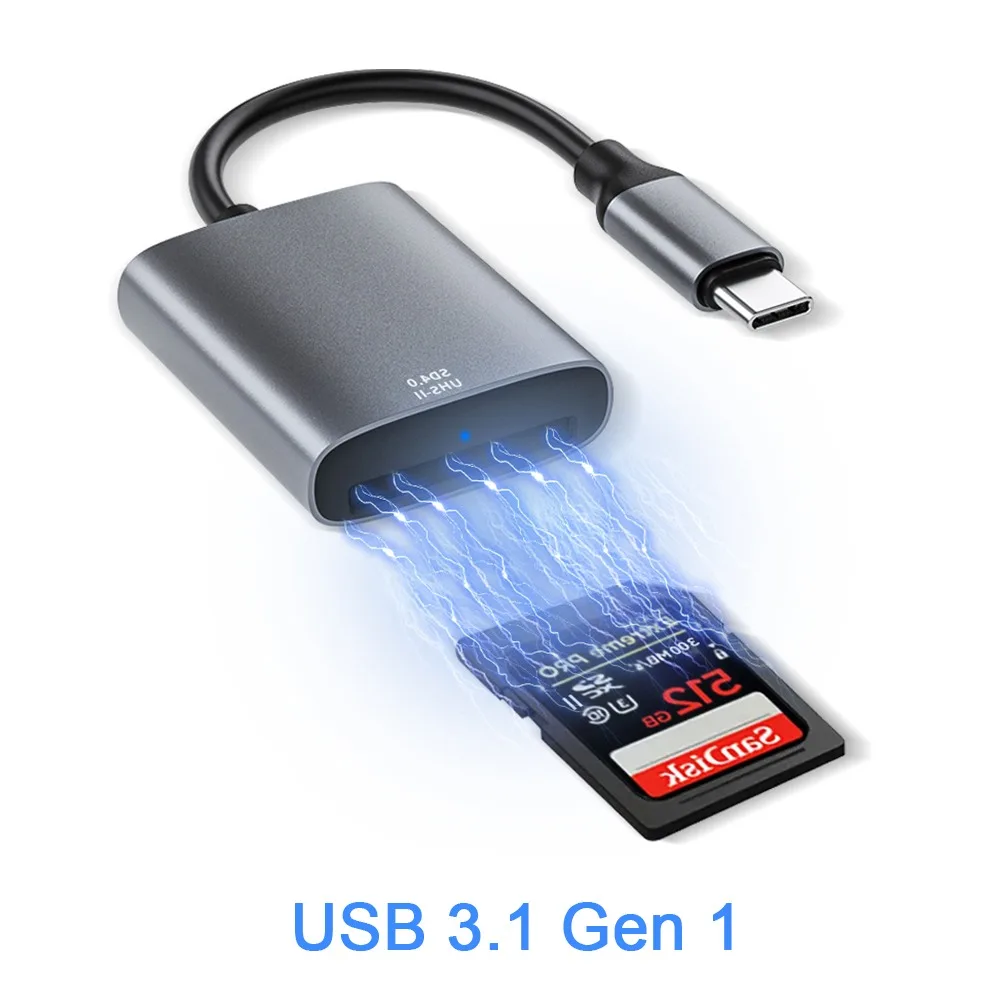 Фото USB-C UHS-II SD 4.0 Кардридер Type-C OTG Адаптер для карт памяти с поддержкой UHS-I SDHC SDXC для iPhone 15 16 17 MacBook Pro №1