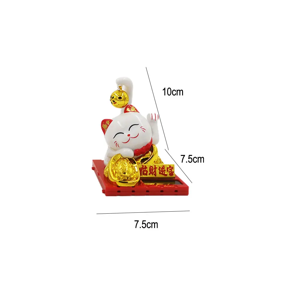 

Cute Lucky Cat Solar Powere Lucky Wealth Waving Hand Fortune Cat Welcome Long Tail Cat Sculpture Statue Decoration Car Ornament