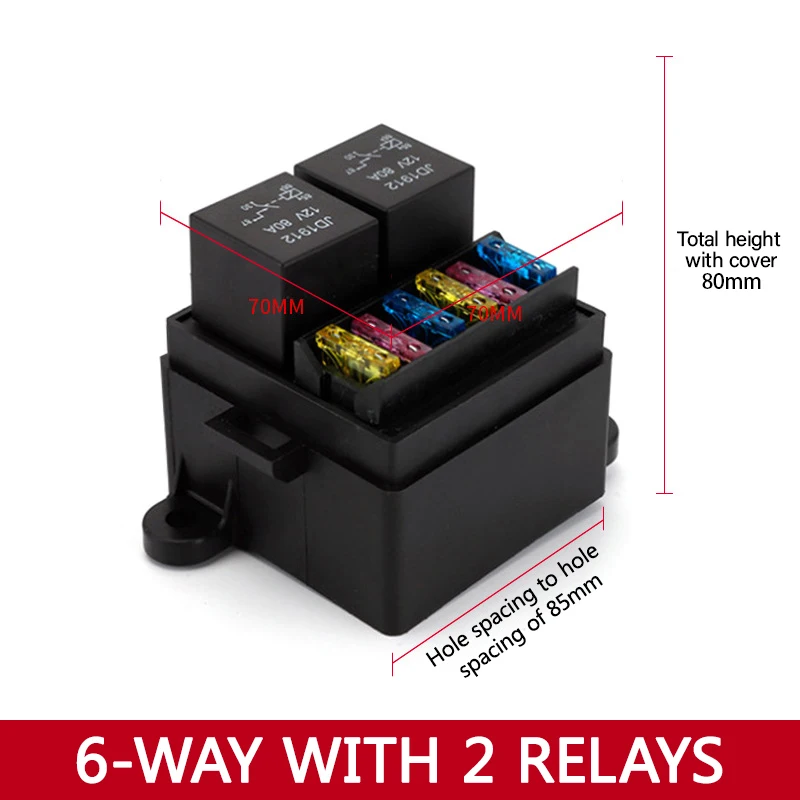 Автомобильный блок предохранителей 6-way с блоком реле в сборе, блок предохранителей 12 way 10 way 8 way с модифицированной защитой цепи
