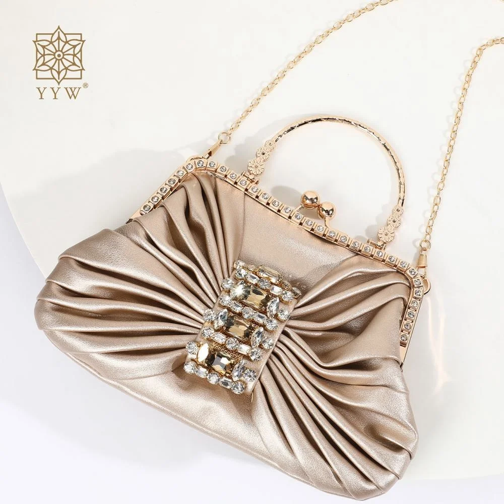 

Клатчи цвета шампанского, роскошная дизайнерская брендовая сумка из искусственной кожи, вечерняя сумка с кристаллами для женщин, роскошный свадебный кошелек и сумочка 2023