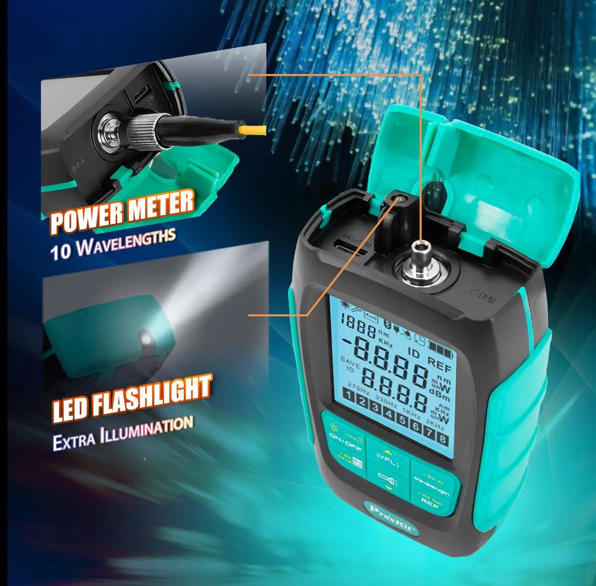 Proskit MT-7617-C USB 2 в 1 светодиодный мини-детектор точки останова мощности оптического