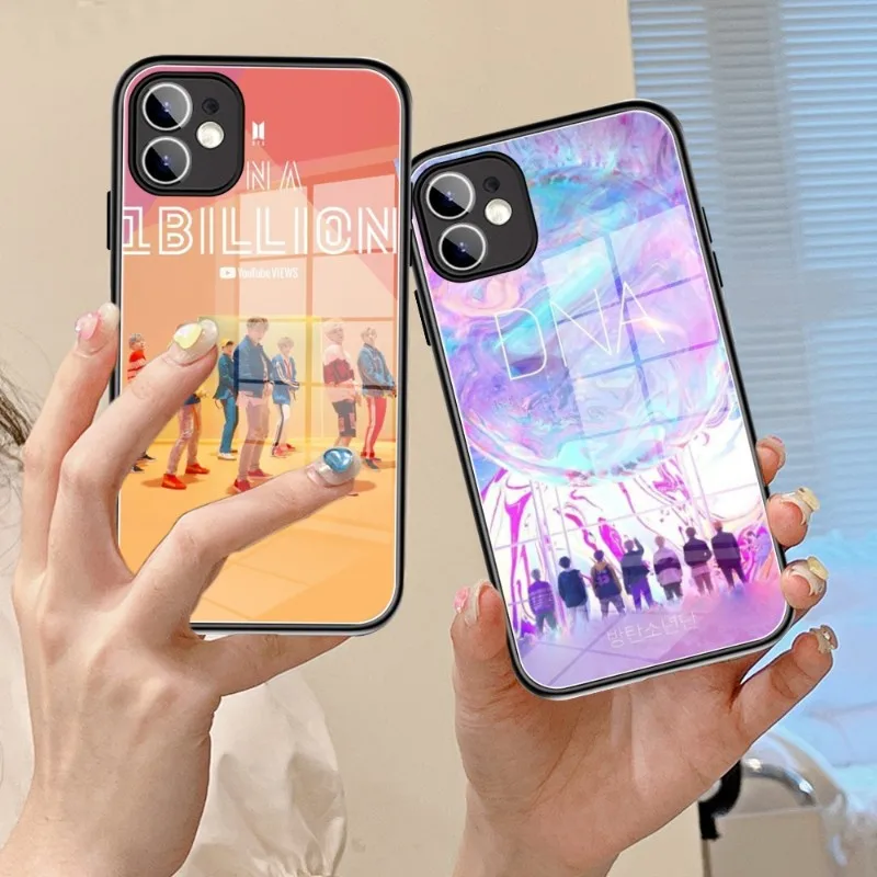 Корейский силиконовый чехол KPOP DNA для телефона, закаленное стекло для IPhone 14 13 11 12 Pro 8 7 Plus X 13 Pro MAX XR XS MINI, чехлы