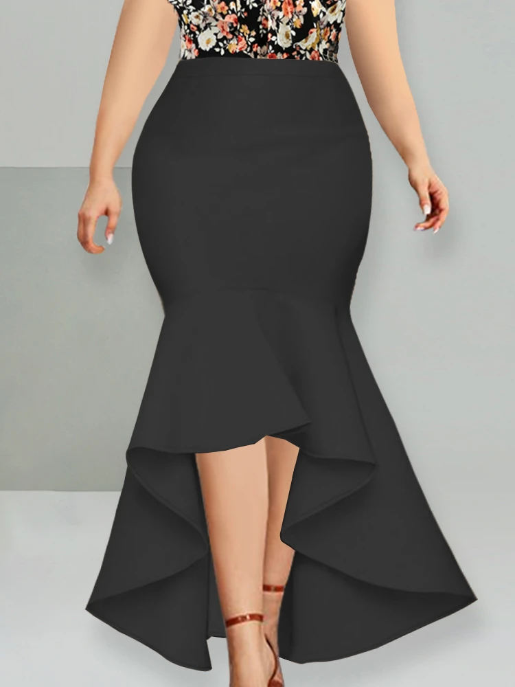 

Женская юбка с завышенной талией, необычная облегающая длинная юбка с оборками на бедрах для женщин, вечерняя модель 2023