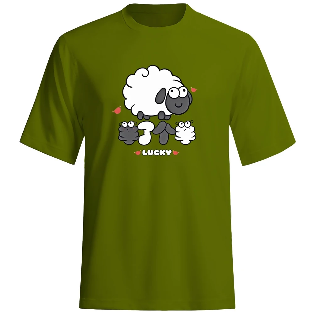 

Fashionable loose round neck new style Adult temperament outdoor breathable T-shirt cotton sheep 2D color print quick drying