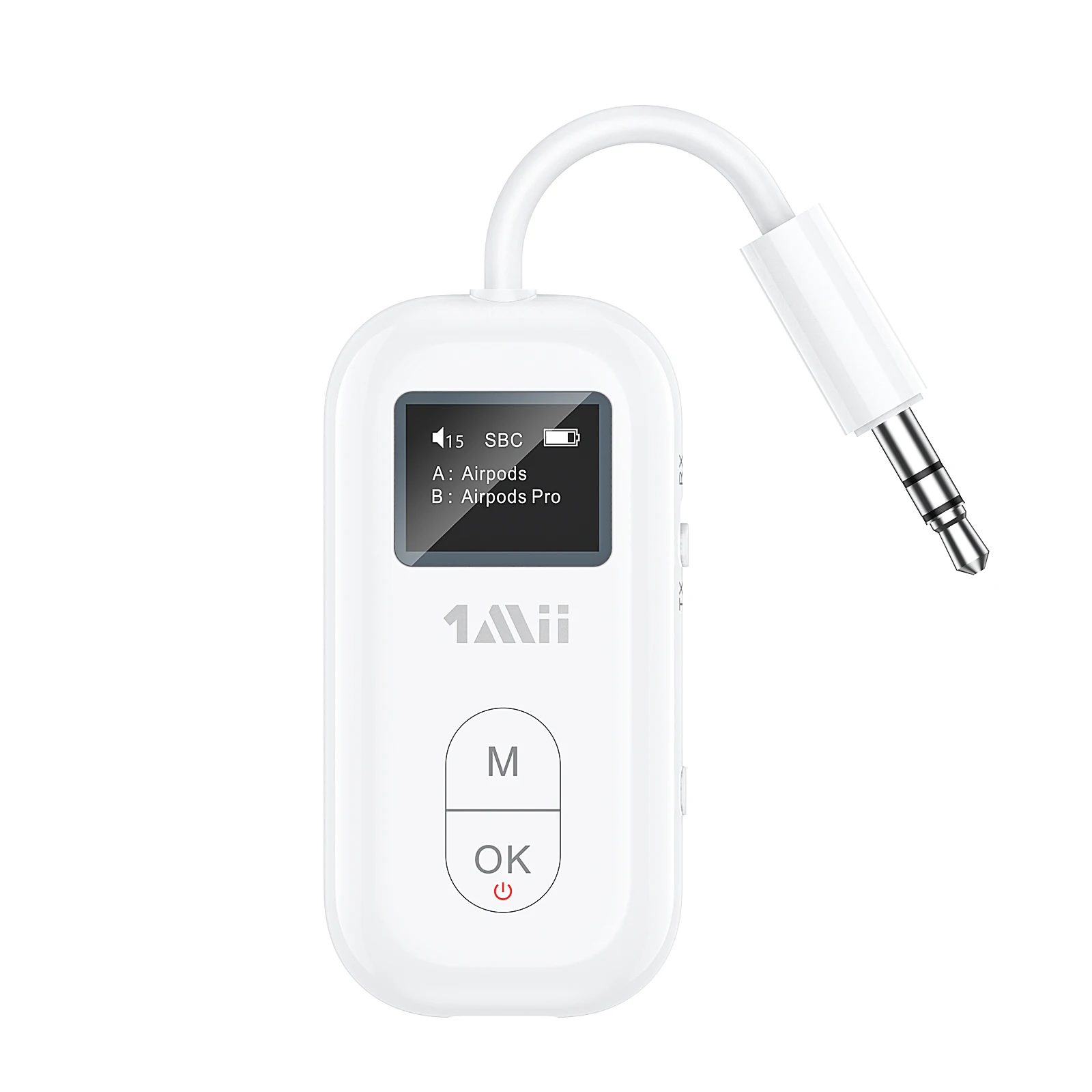 Фото Адаптер Bluetooth 1Mii Airplane 3.5mm AUX с поддержкой Aptx-LL/HD и адаптивным Bluetooth 5.2, беспроводной аудиопередатчик и приемник №1