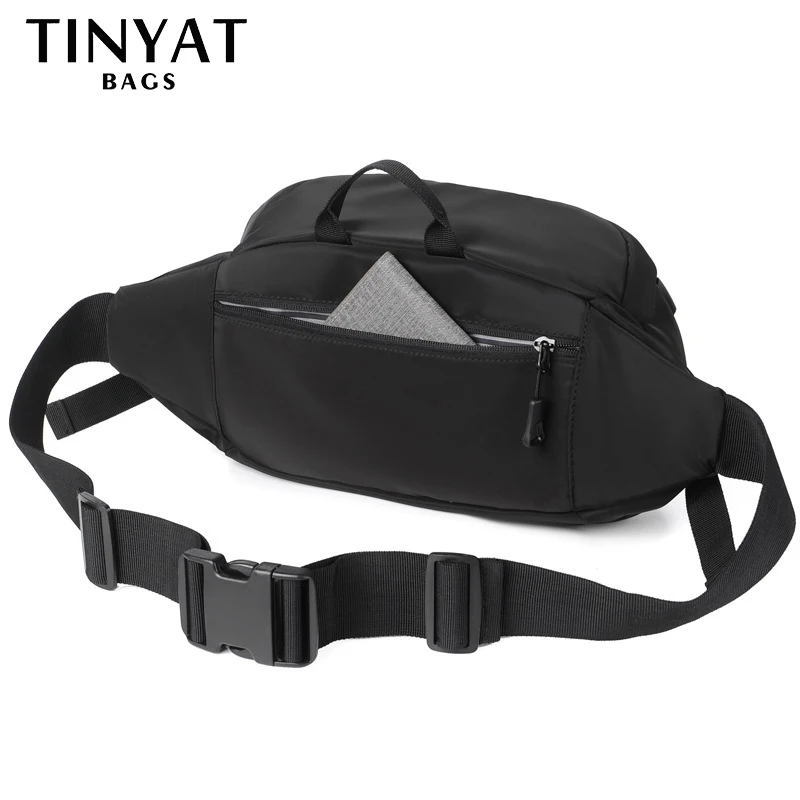 TINYAT Men's Chest Bag for 9.7' ipad Purse Phone Male Shoulder Bags Husband Large Capacity Waterproof Fashion Crossbody Bag