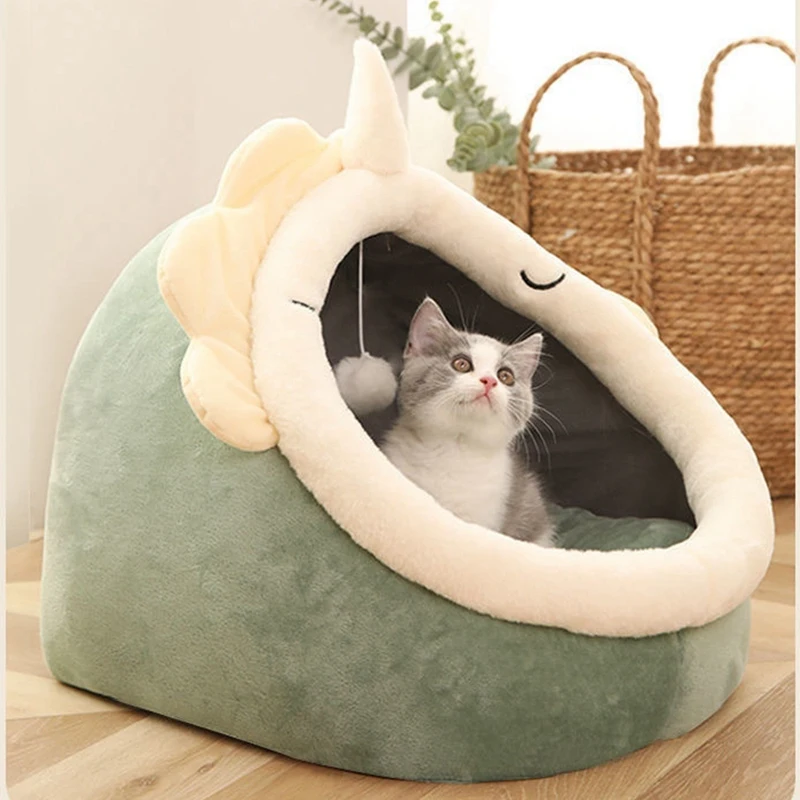 

Cat Bed House Kennel Nest Round Pets Sleeping Cave Kitten Beds Pet Basket Cozy Kitten Lounger Cushion Cat House