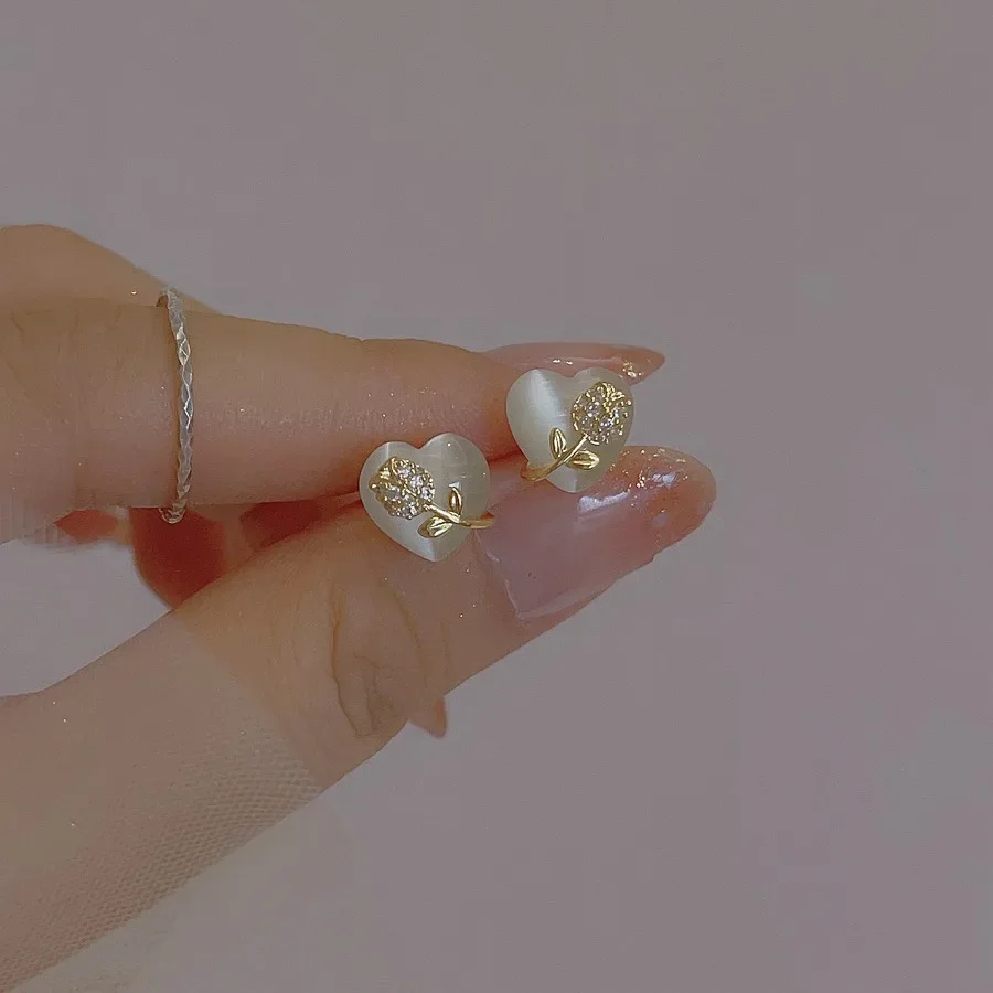 2024 новые модные элегантные серьги-тюльпаны с кошачьим глазом и камнем в форме