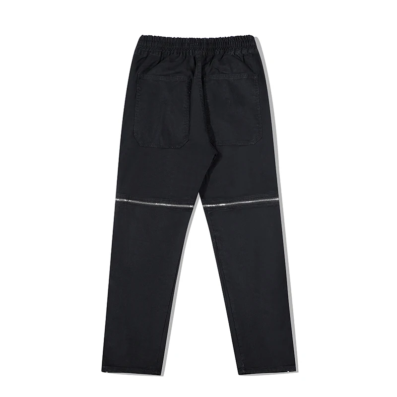 2022 Vibe Overalls Black Cotton Elastic Waist Men Cargo Jeans Trousers Drawstring Sweatpants Male Ankle Zipper Tracksuit Pants