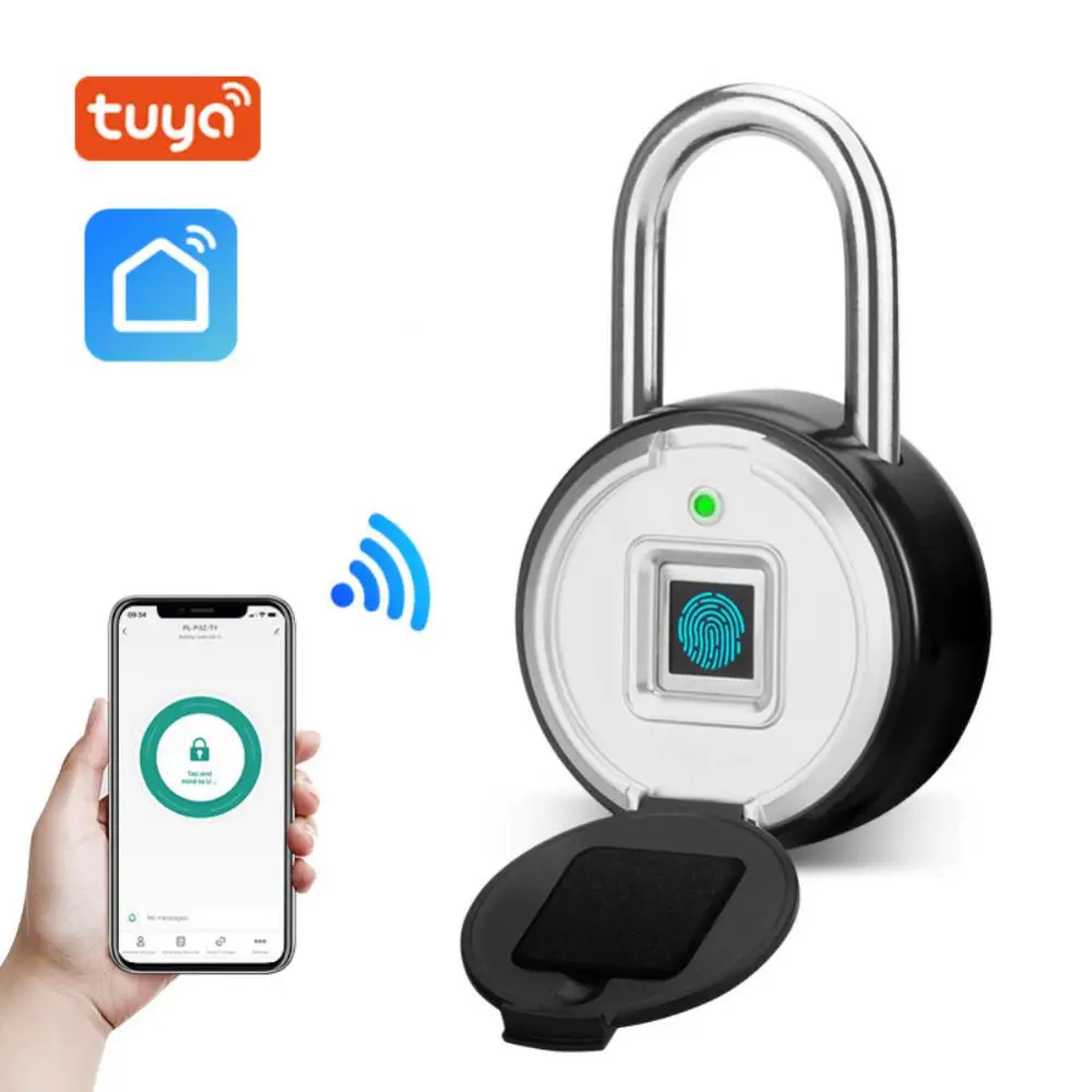 

Tuya Smart Fingerprint Padlock Zinc Alloy Smart Biometric Thumbprint Door Padlocks USB Rechargeable Keyless Smartlife APP Unlock