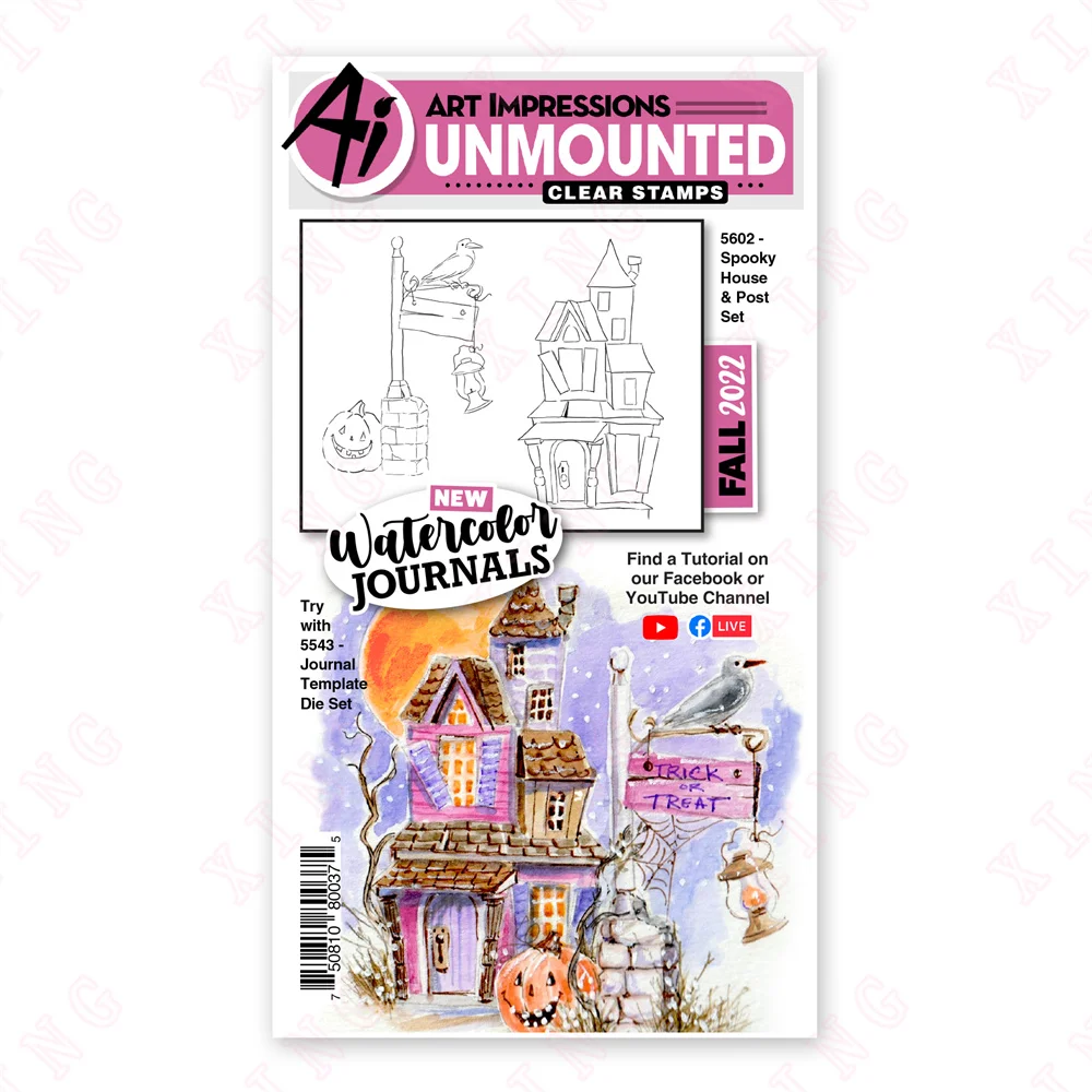 

New Metal Cutting Dies Clear Silicone Stamps Scrapbook Diy Craft Decoration Embossing Spooky House Post Set Made Album Card Mold