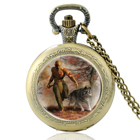 Классические дизайнерские кварцевые карманные часы Elk Hunter, винтажные бронзовые мужские и женские часы с ожерельем
