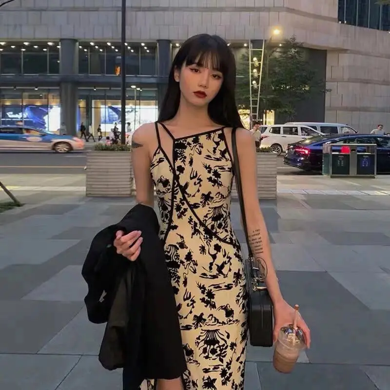 

2022 Spring Summer Sexy Bodycon Dress French Temperament Retro Cheongsam Dresses for Women Vestido Feminino Harajuku Party Dress