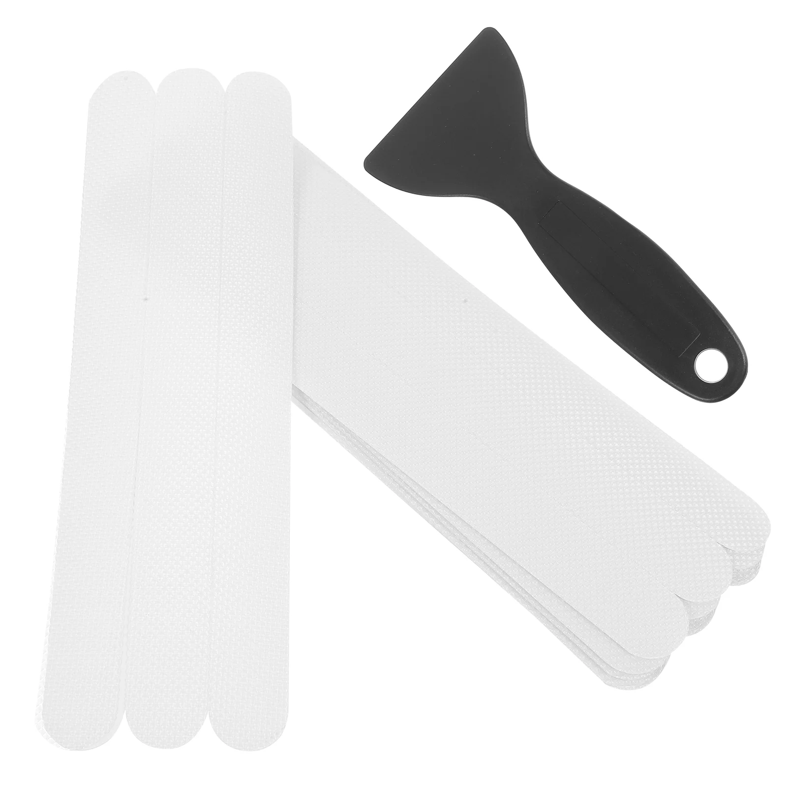 

1 Set of Anti-Slip Shower Stickers Safety Strips with Scraper for Bath Tub Shower Stairs