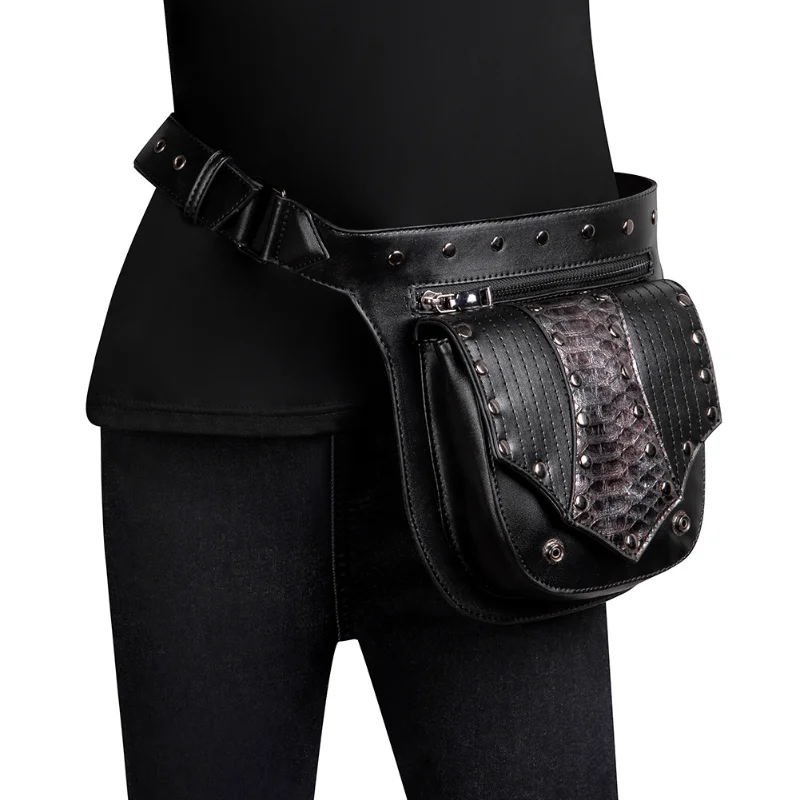 

KUROYABU Niche Design Steampunk Women's Shoulder Bag Euramerican Fashion Phone Bag Creative Satchel Tactical Men's Fanny Pack