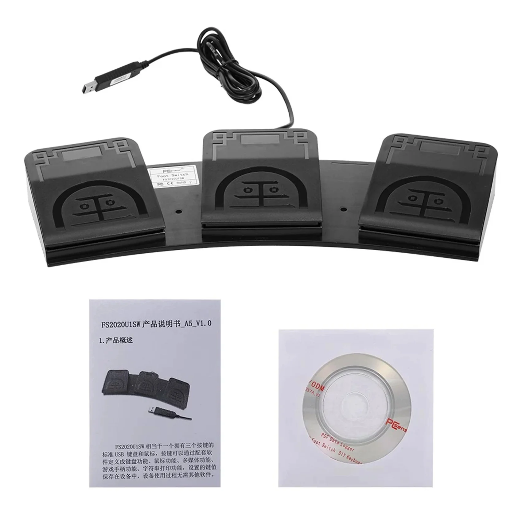 Фото QWE-2X FS2020U1 USB-ножной переключатель, программируемая педаль управления для компьютерной клавиатуры, для устройств, инструментов, компьютеров №3