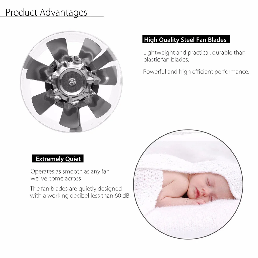 

220V 4inch Inline Duct Booster Vent Fan 2800R Min 20W Kitchen Extractor Exhaust Fan Air Blower