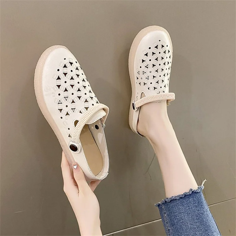 

Сандалии Baotou женские ручной работы, босоножки на плоской подошве, нескользящая Мягкая подошва, Повседневные тапочки, 2023