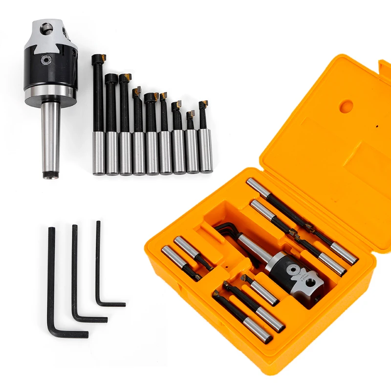 

FOR MT2-M10 F1-12 50mm Boring Head + 9pcs 12mm Boring Bar Cnc Milling Tools Kit Set