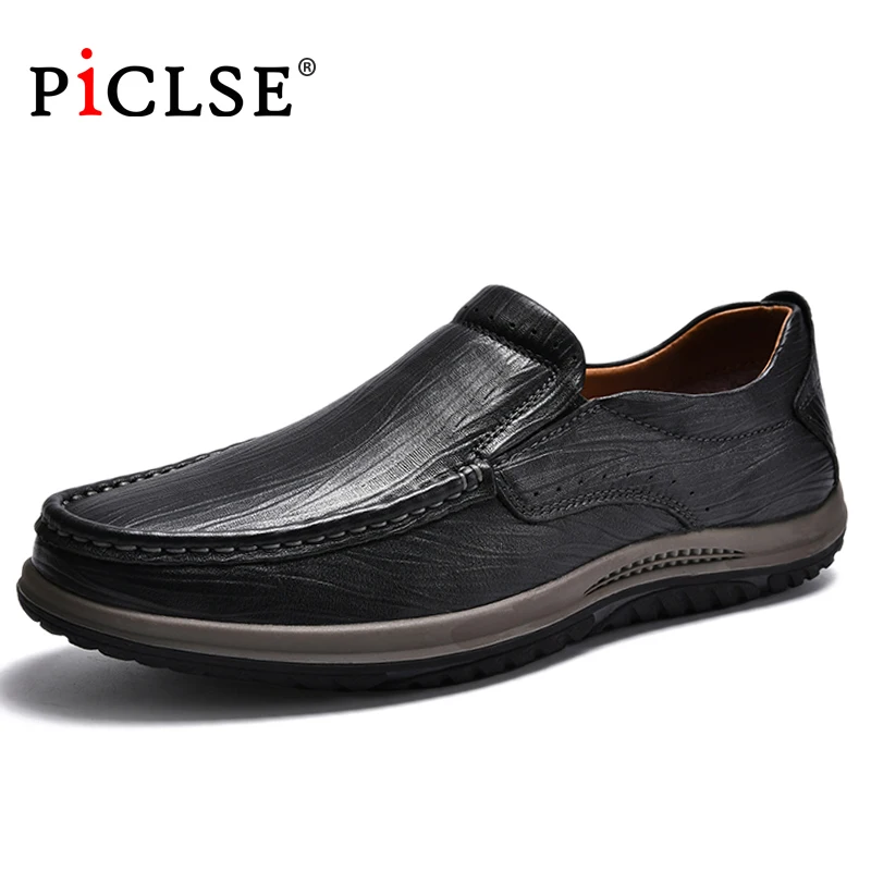 

Роскошные Брендовые мужские туфли PICLSE из натуральной кожи, Повседневная Деловая кожаная обувь, Мокасины, мужская обувь на плоской подошве, зимняя хлопковая обувь
