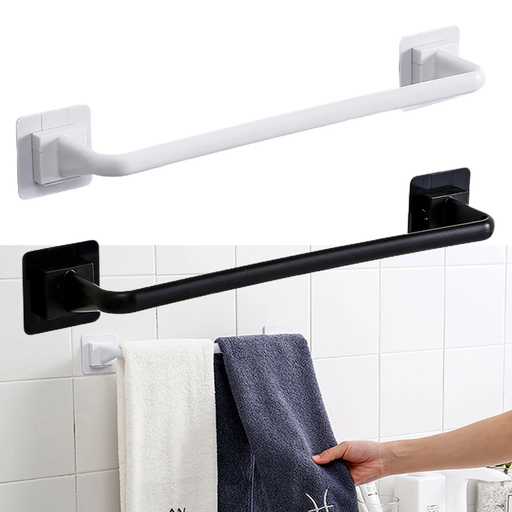 

1pc Self-Adhesive Towel Rod Bathroom Wall Mounted Towel Hanger Hanging Finishing Rack Shelf Bathroom Accessories