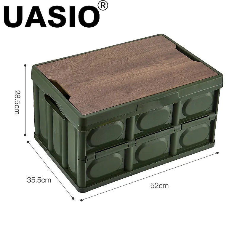 

RV Outdoor Camping Plastic Folding Box with Wooden Cover and Table To Store Outdoor Camping Box