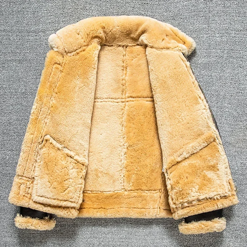 2025 Мужская кожаная куртка-авиатор из натурального меха высокое качество B3