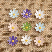 10pcs cute alloy enamel flower charms for women diy handmade bracelets pendants necklaces earrings jewelry making accessories