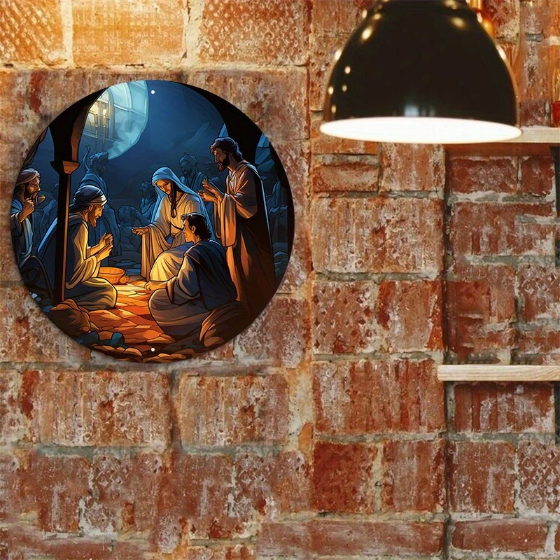 Алюминиевый металлический праздничный знак на тему Рождества круглый подходит