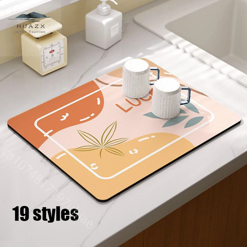 

Plant Printed Kitchen Dish Drying Mat Super Absorbent Dining Table Placemat Tablemat Coffee Cup Coasters Nordic Home Decor Pad
