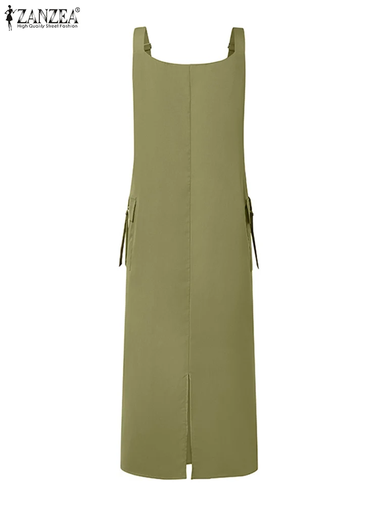 Женское летнее платье-комбинезон ZANZEA женское винтажное платье-карго на бретелях