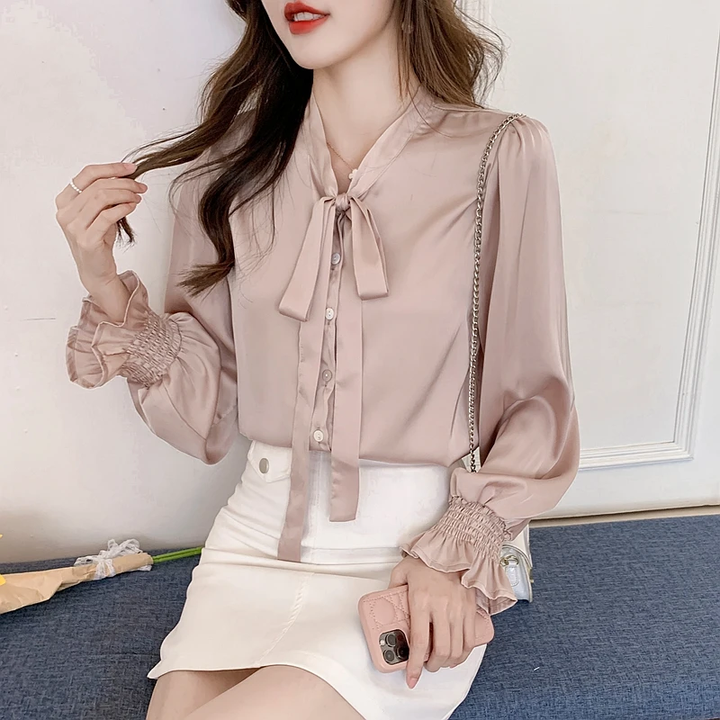 

Spring Women Long Sleeve V-Neck Collar Chiffon Blouse Women Tops Women Blusas Mujer De Moda 2022 Blouses Femme Shirts B047