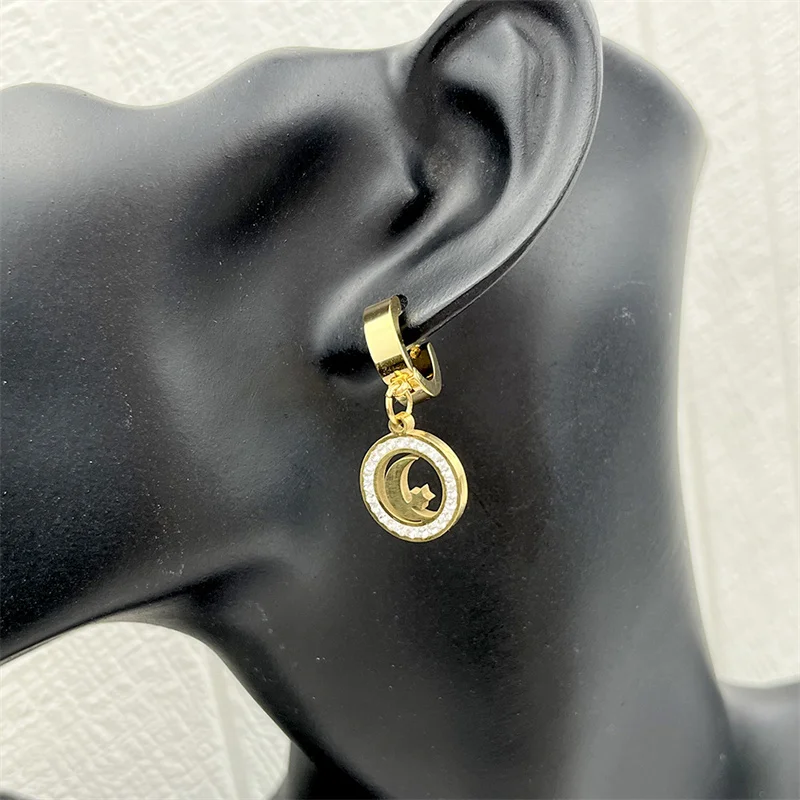 

Exquisite Moon Pendant Earrings for Women Personalized Stainless Steel Silver Gold Charm Earring Fashion Beautiful Gift Jewelry