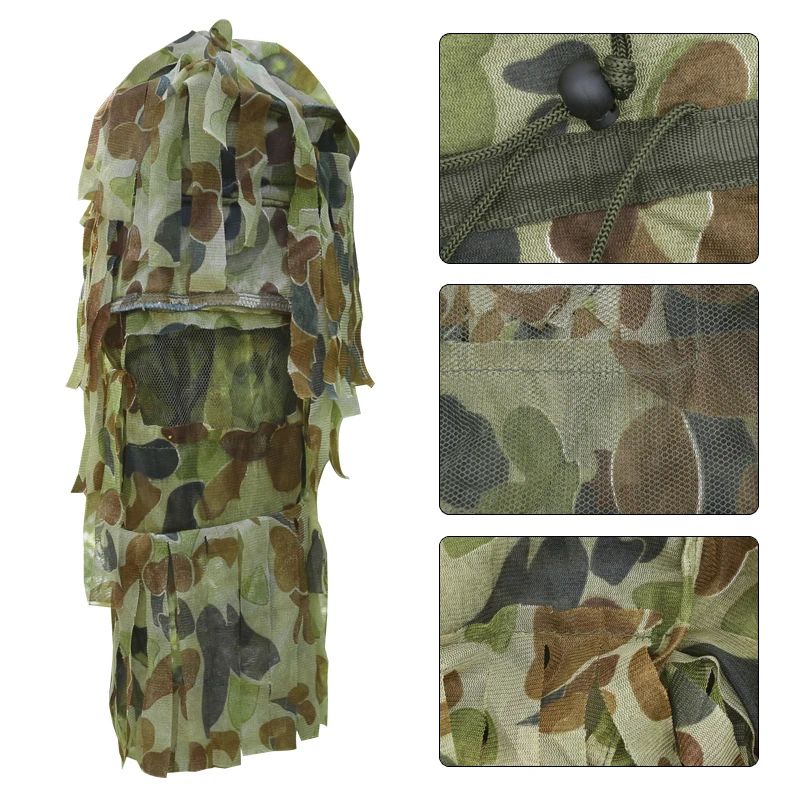 3D Leaf Camo Yowie Outdoor Tactical Cap Men Women Hunting Bionic Camouflage Hat Sniper CS Tactical Camping Fishing Hunting Cap