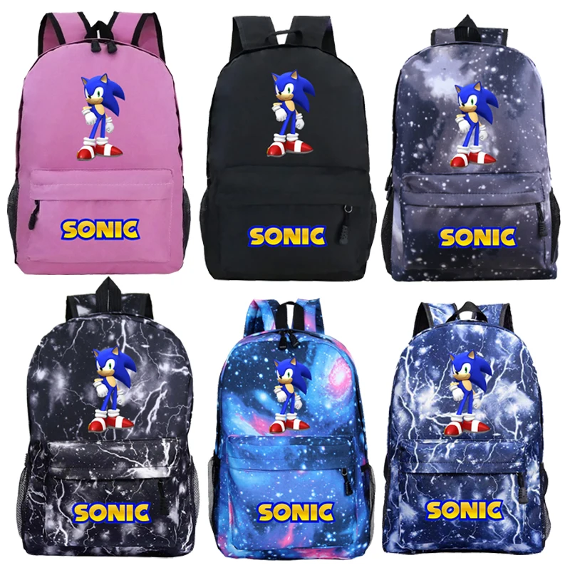 

Рюкзак Sonic для ноутбука для подростков, детский школьный ранец для мальчиков и девочек, дорожная сумка на плечо, подарочная сумка