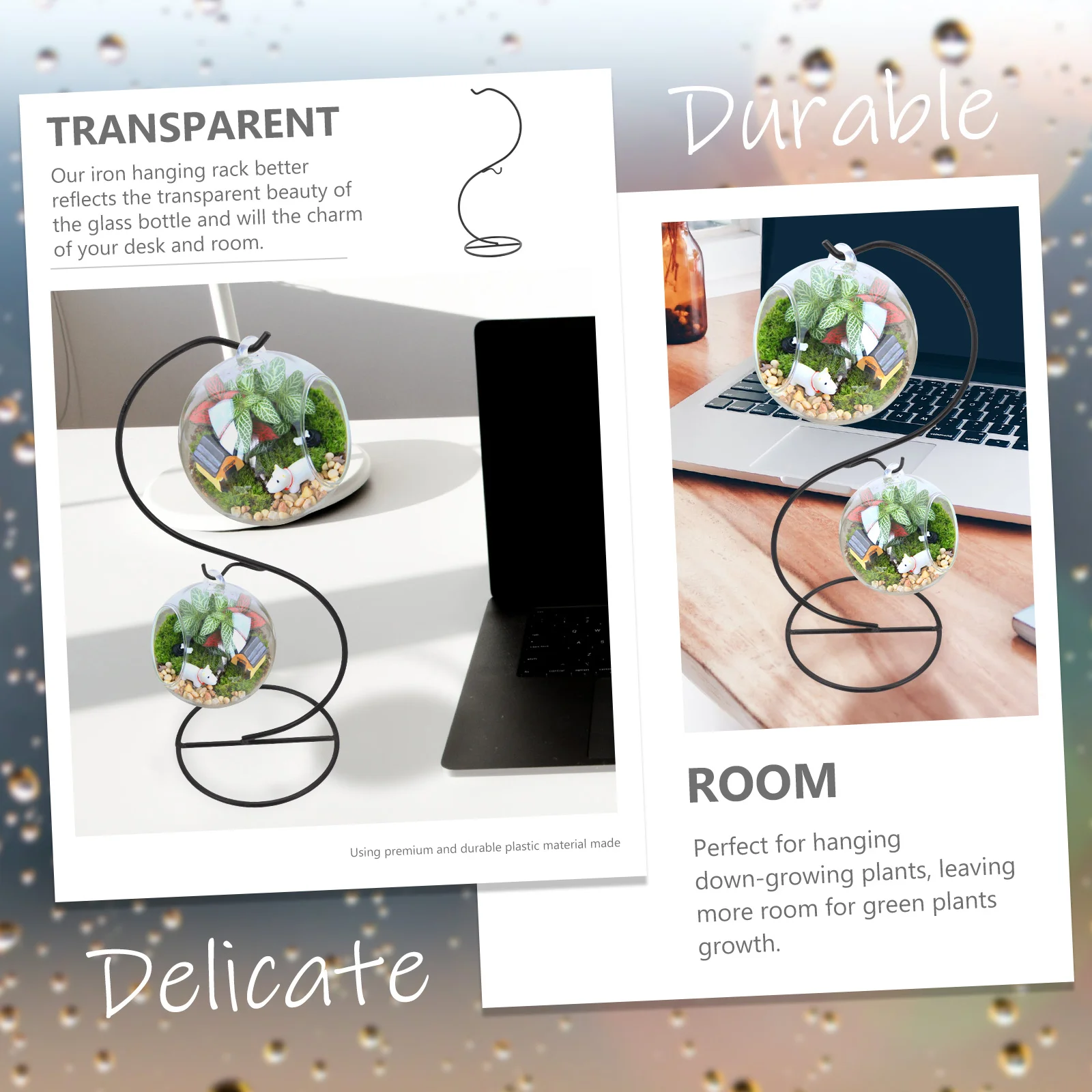 2 шт. микро пейзаж железная рамка подставка для растений подвесной кронштейн