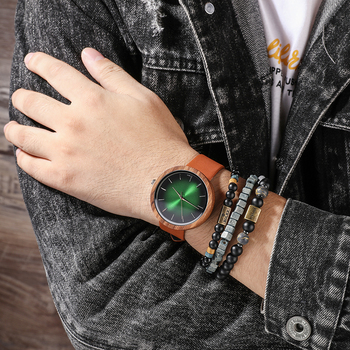 Hot Sale Men Watches Bracelets for Boyfriend Gift Wooden Case 100% Men's Casual Quartz Watches with Bracelet Titanium Set-37218