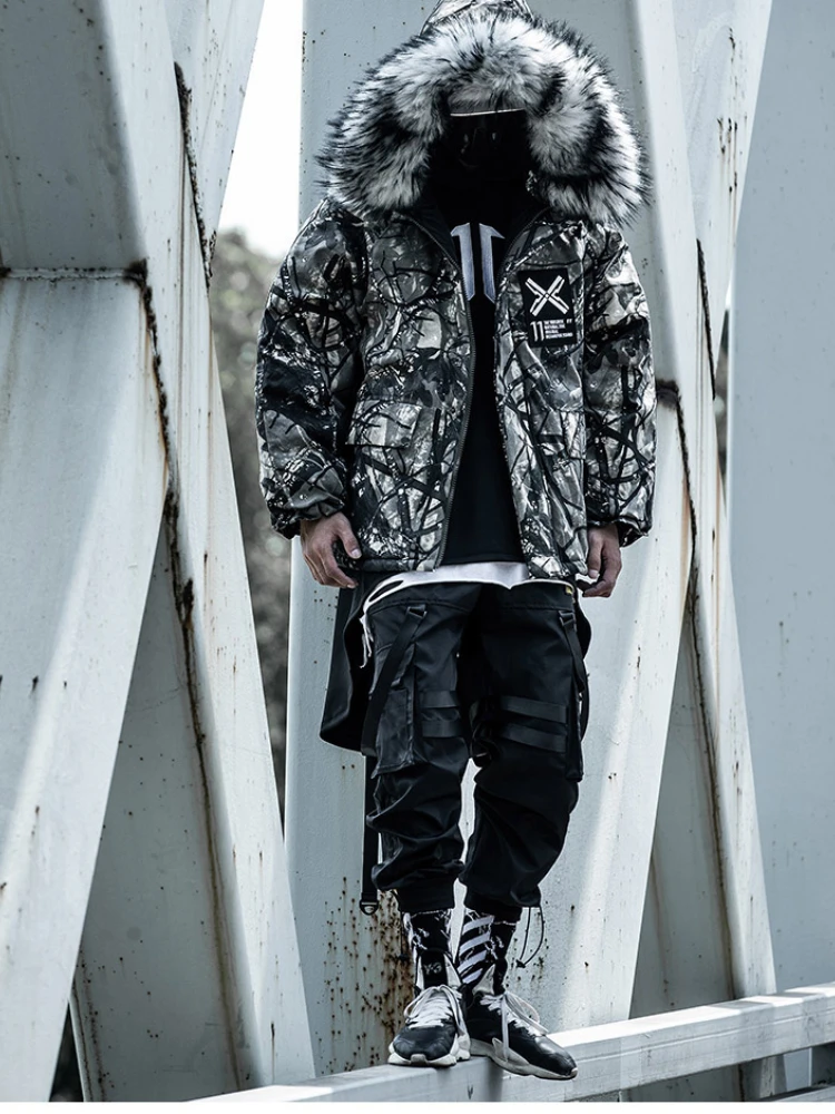 Cotton-Padded Coat Men's Winter plus Size Thickened Coat Large Fur Collar Quilted Jacket Couple down Cotton-Padded Coat