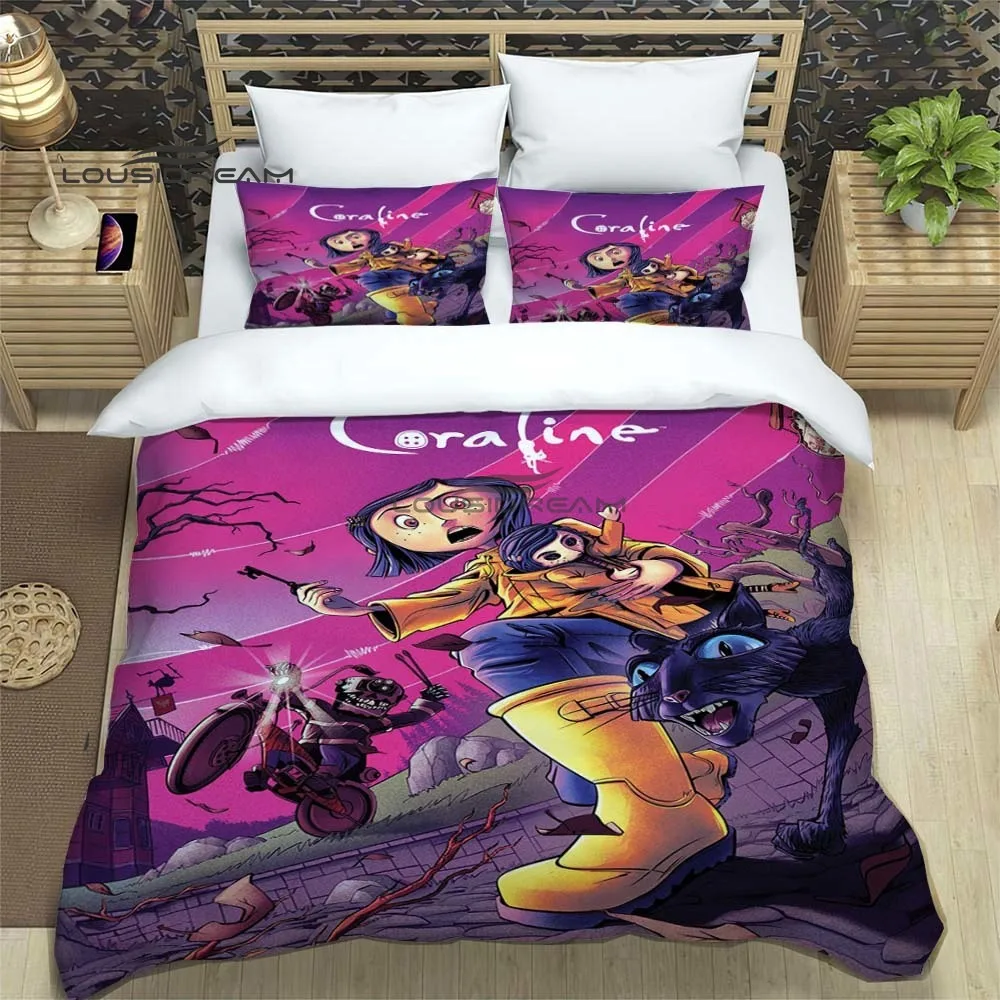 Мультяшный Комплект постельного белья Coraline 3D печать украшение для дома