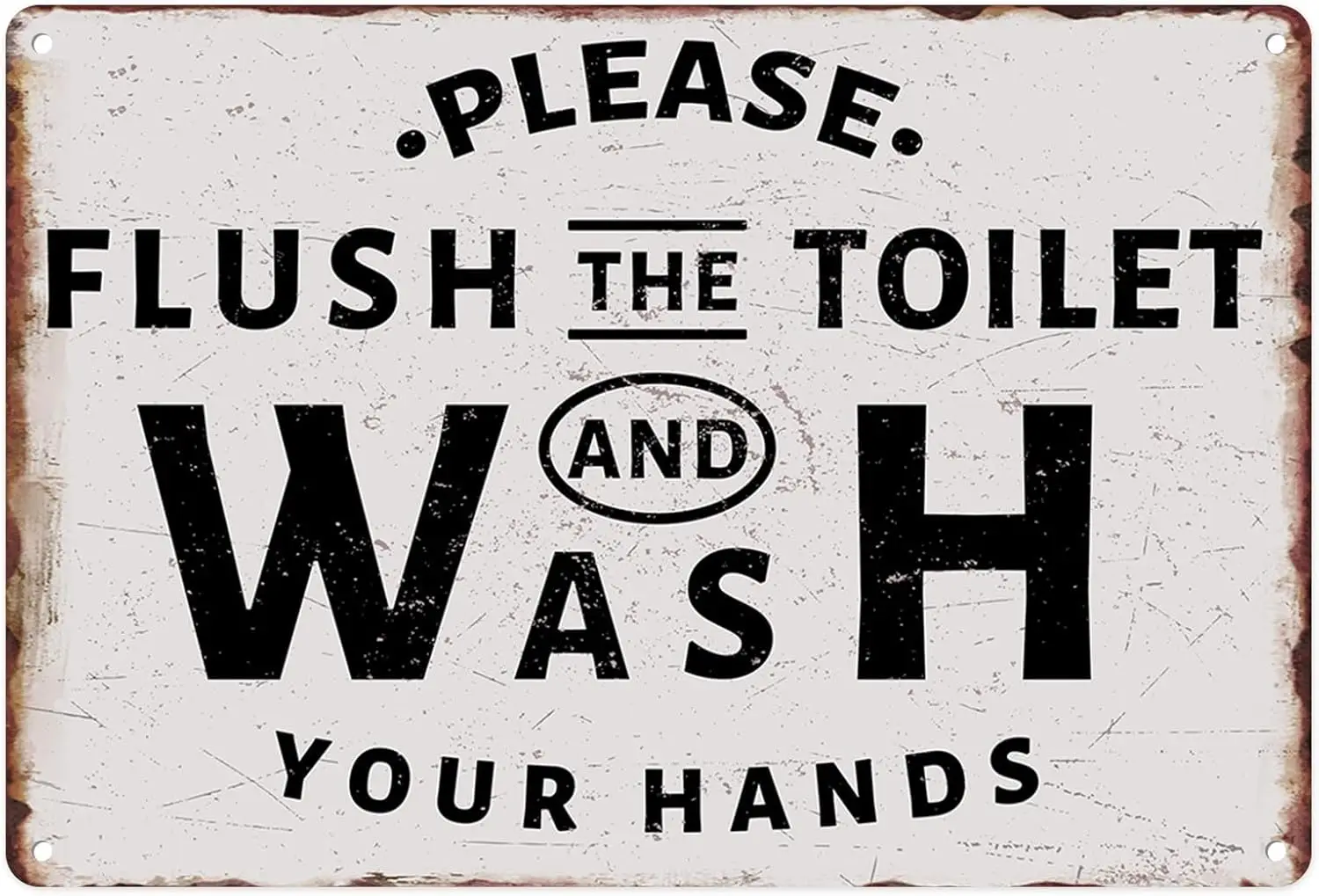 Snwrm Metl Sgn 8X12 nch Plese Flush The Tolet nd Wsh Your Hnds Vntge Tn Wll rt Декор для дома спальни Decorton