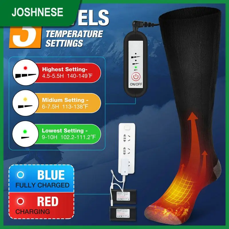 

3-speed Electric Heating Ski Sock Long Working Hours Rechargeable Battery Socks Quick Drying Comfort Feet Warmer Heat Insulation