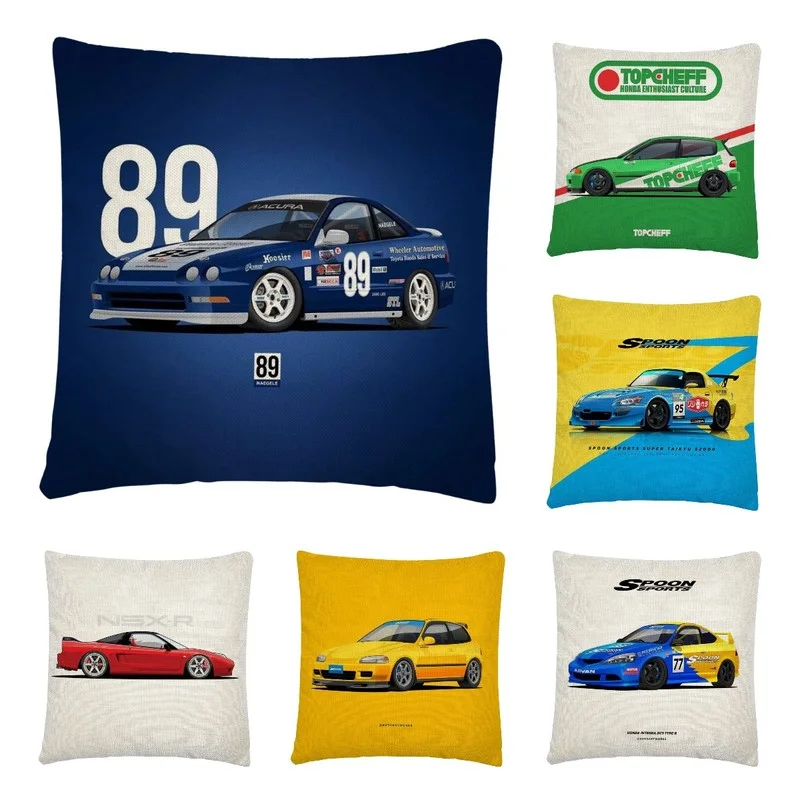 

Classic Car Models Cartoon Pattern Linen Cushion Cover Pillow Case for Home Sofa Car Decor Pillowcase 45X45cm