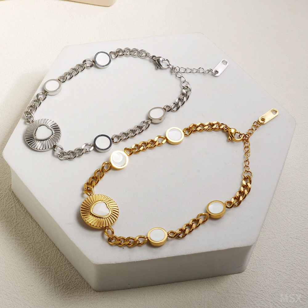 ZMfashion Роскошный браслет с подвеской в виде сердца женский золотого серебряного