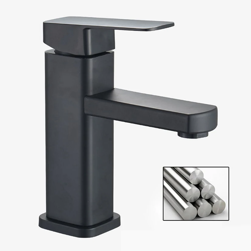 

1pc Basin Faucet 304 Stainless Steel Filter impurities Single Cold Sink Faucet Bathroom Counter Basin For Kitchen Family Hotel