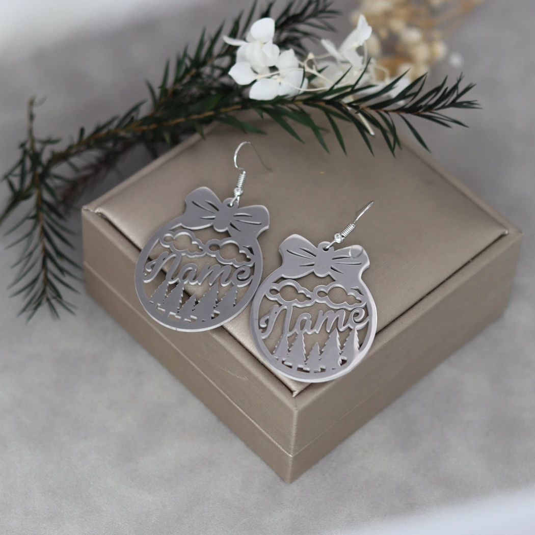 Рождественская елка из нержавеющей стали висячие серьги с индивидуальным именем