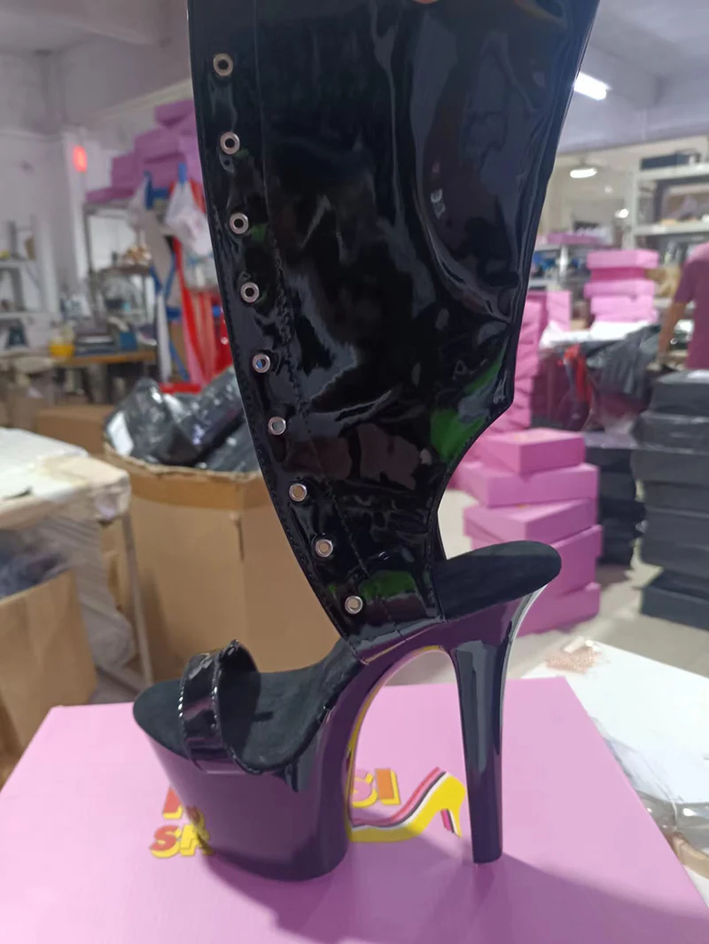 Женские ботильоны на высоком каблуке 17 см/7 дюймов из ПУ кожи