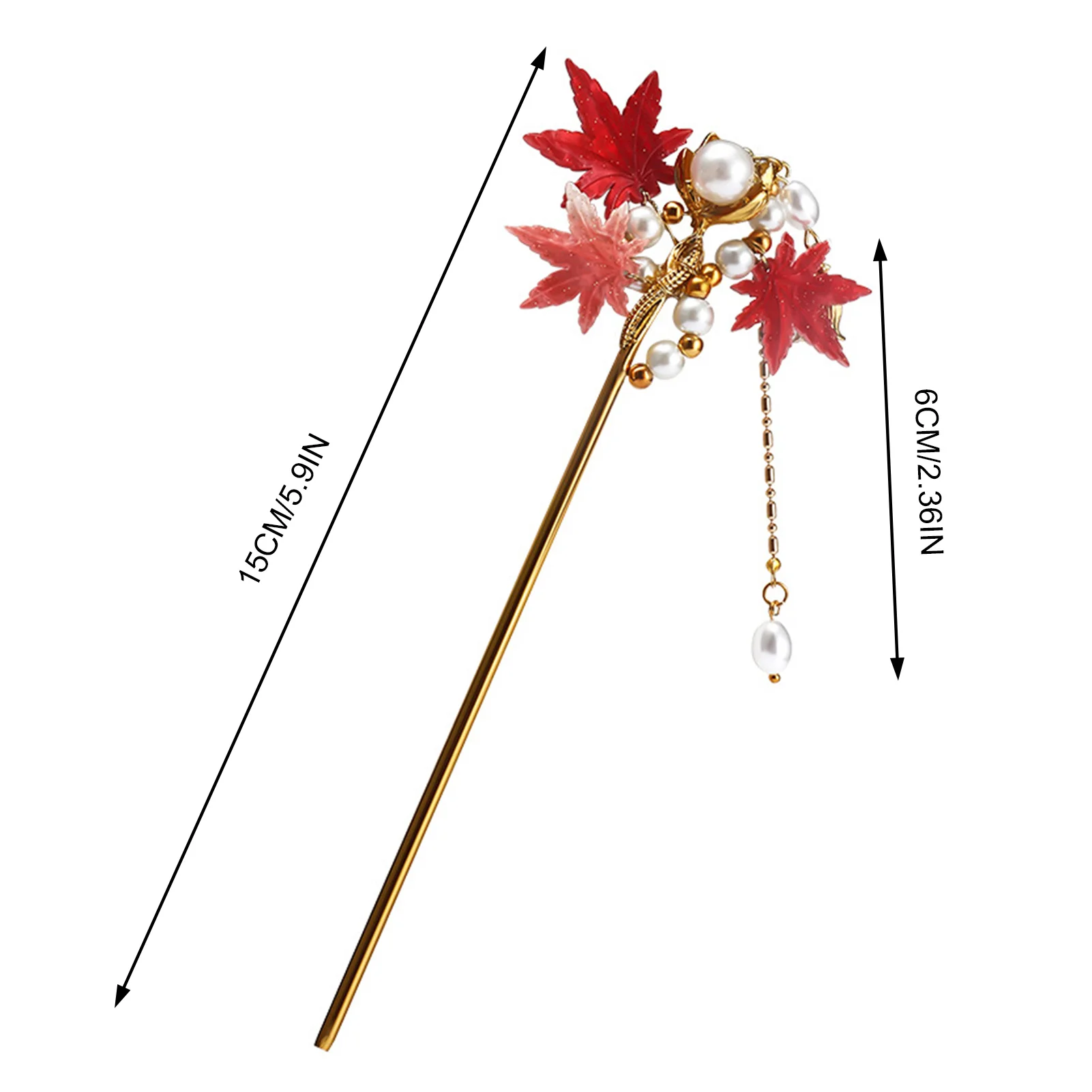 Заколки для волос в виде красного кленового листа золотого цвета металлические