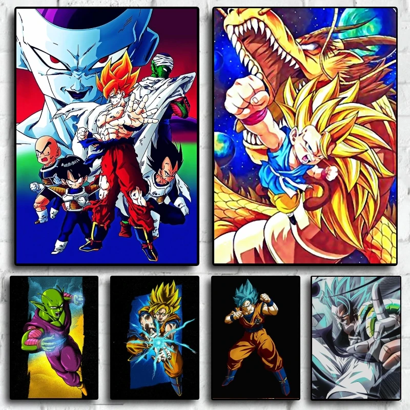 Canvas Painting Anime Dragon Ball Z Son Goku poster Vintage Wall Stickers Suitable for Living Room Bathroom decoration wall art