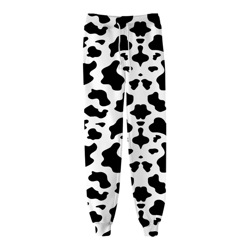 

Black White Cow Spots 3D Sweatpants Fashion Harajuku Jogger Pants New Casual Warm Pants Hip Hop Streetwear Men/Women Trousers