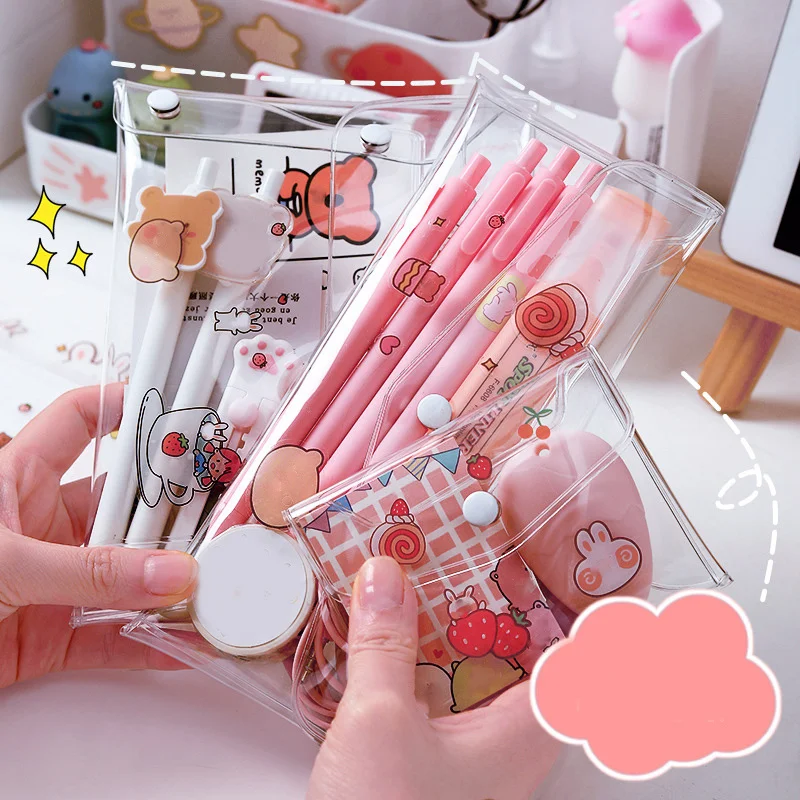 

Korean Ins Transparent Cosmetic Bag Travel Makeup Bag Cosmetic Pouch Cute PVC Storage Small Large Clear Brush Mini Organizer